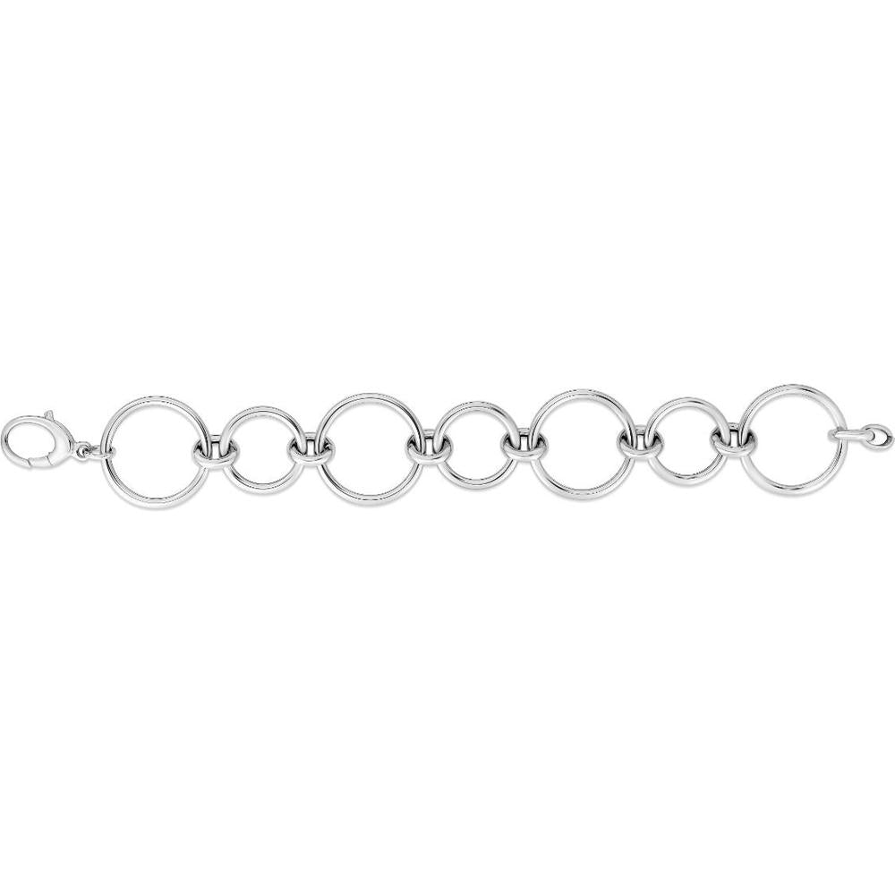 Sterling Silver 18" Round Link Bracelet with Polished Finish and Fancy Lobster Clasp by Orozza Fine Jewelry