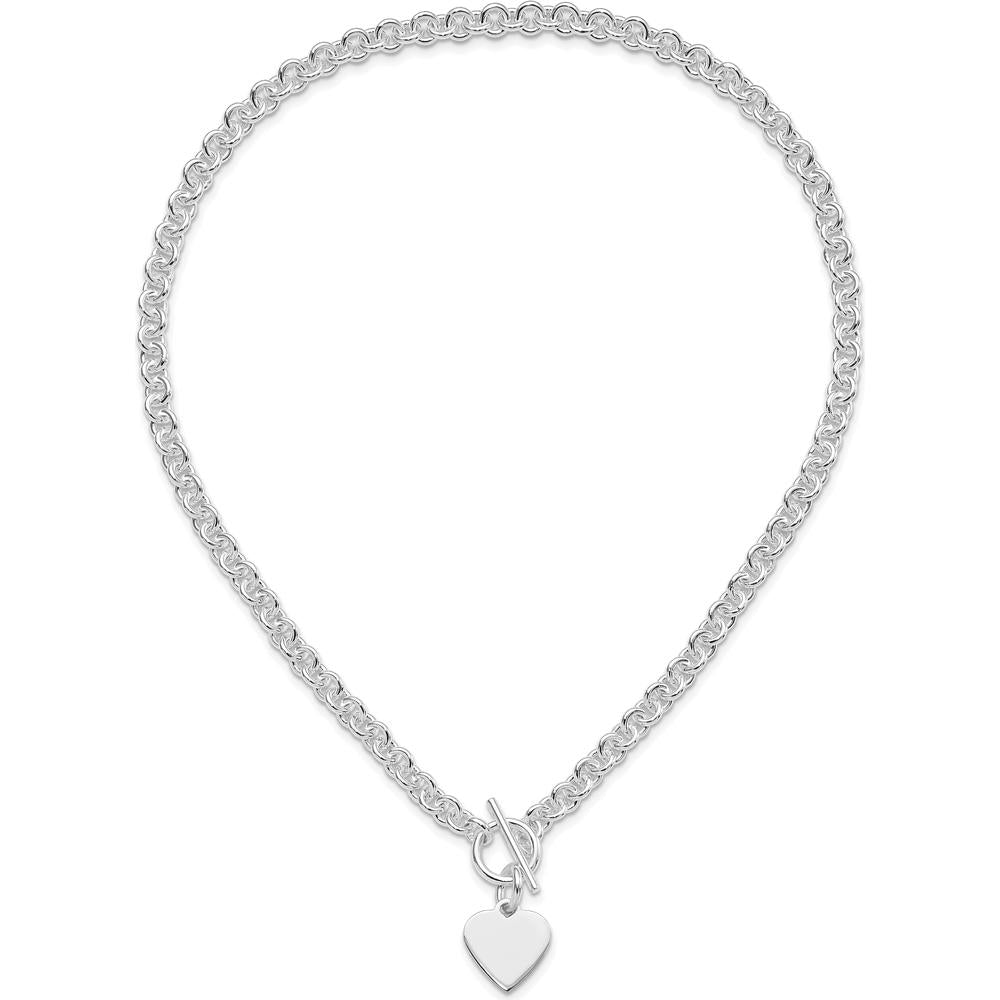 Sterling Silver 18" Toggle Heart Necklace with RH-Plating by Lumare Gioia