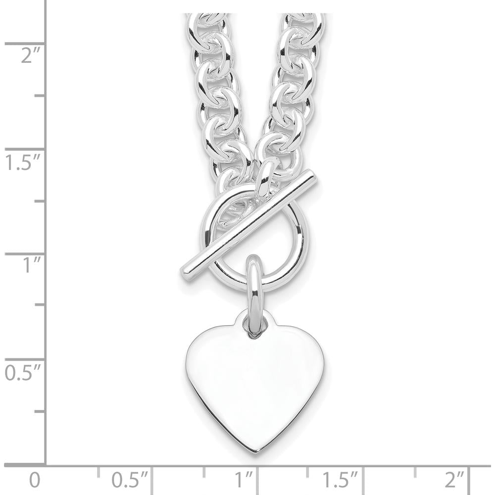 Sterling Silver 18" Toggle Heart Necklace with RH-Plating by Lumare Gioia
