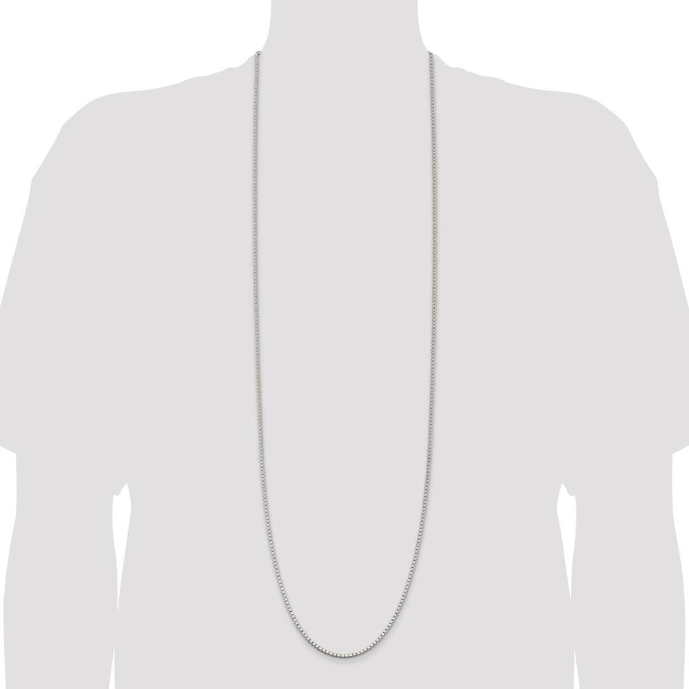 Sterling Silver 2.5mm Box Chain Necklace - 42 Inches with Lobster Clasp by Lumare Gioia