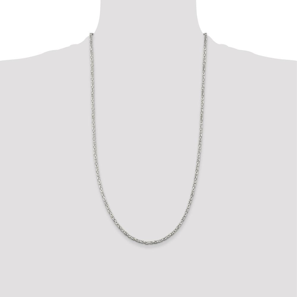Sterling Silver 2.5mm Byzantine Chain Necklace - 28" with Lobster Clasp by Lumare Gioia