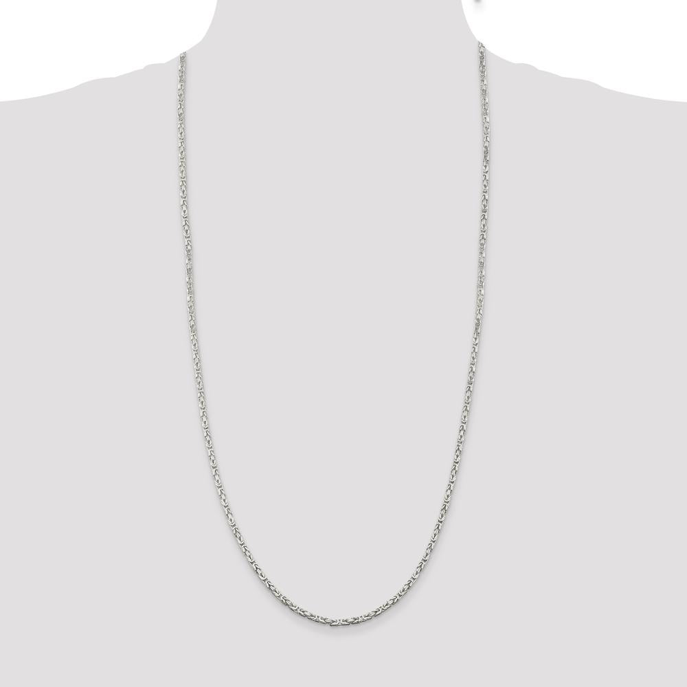 Sterling Silver 2.5mm Byzantine Chain Necklace with Polished Finish - 30 Inches by Lumare Gioia