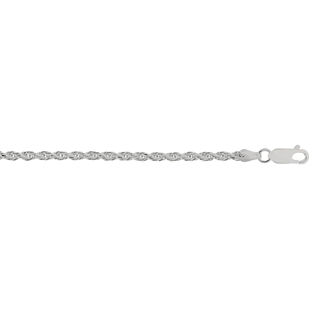 Sterling Silver 2.9mm Diamond-Cut Rope Chain Necklace - 30" by Orozza Fine Jewelry