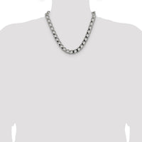 Sterling Silver 20" 10.3mm Diamond-Cut Square Curb Chain with Lobster Clasp by Lumare Gioia
