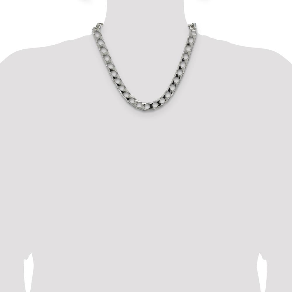 Sterling Silver 20" 10.3mm Diamond-Cut Square Curb Chain with Lobster Clasp by Lumare Gioia