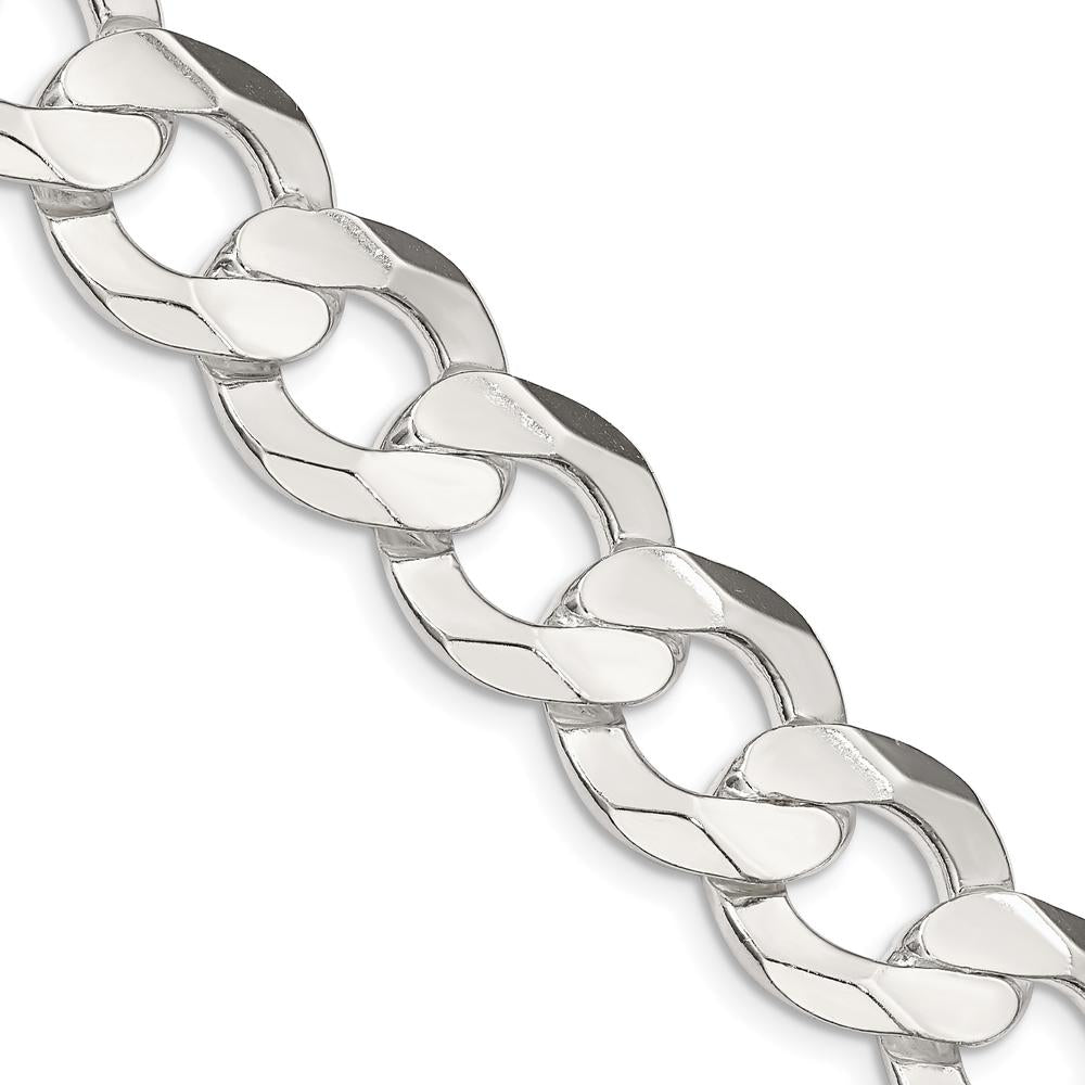 Sterling Silver 20" 14mm Concave Beveled Curb Chain Necklace - Men's Jewelry by Lumare Gioia