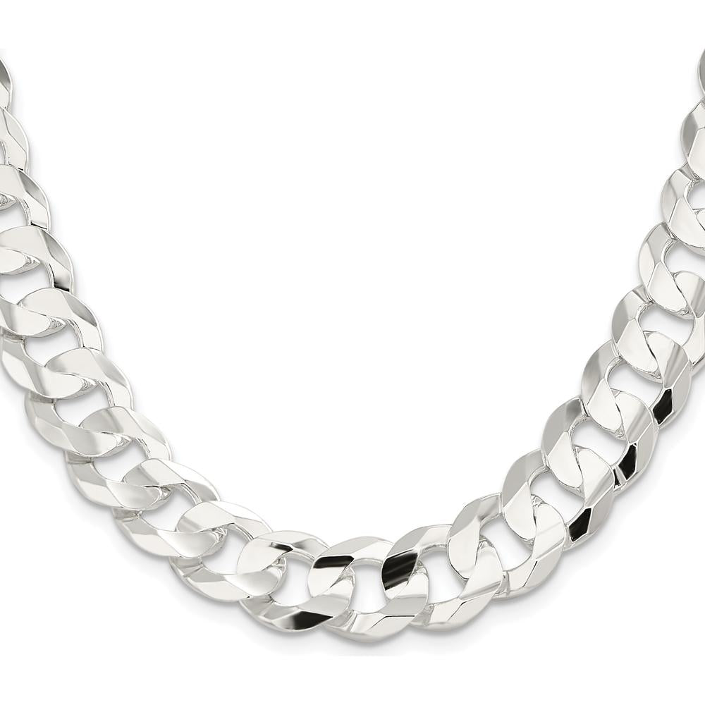 Sterling Silver 20" 14mm Concave Beveled Curb Chain Necklace - Men's Jewelry by Lumare Gioia