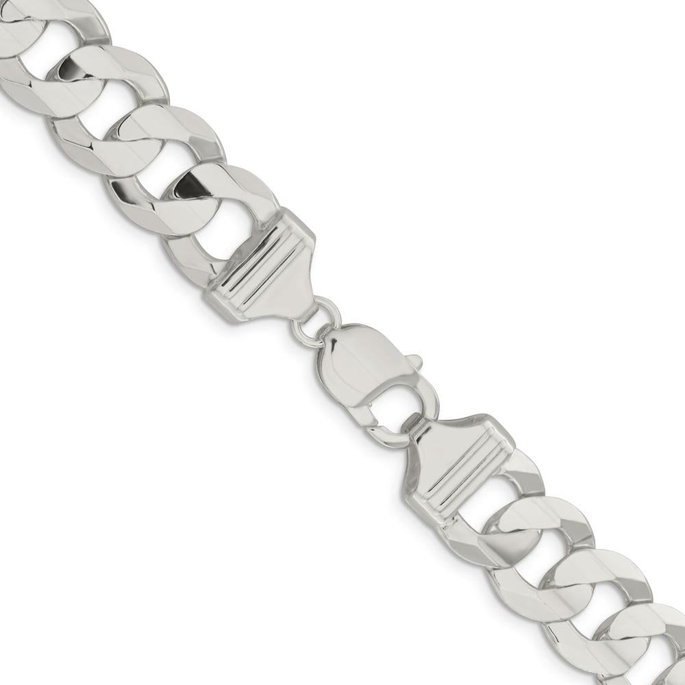 Sterling Silver 20" 14mm Concave Beveled Curb Chain Necklace - Men's Jewelry by Lumare Gioia