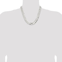Sterling Silver 20" 14mm Concave Beveled Curb Chain Necklace - Men's Jewelry by Lumare Gioia