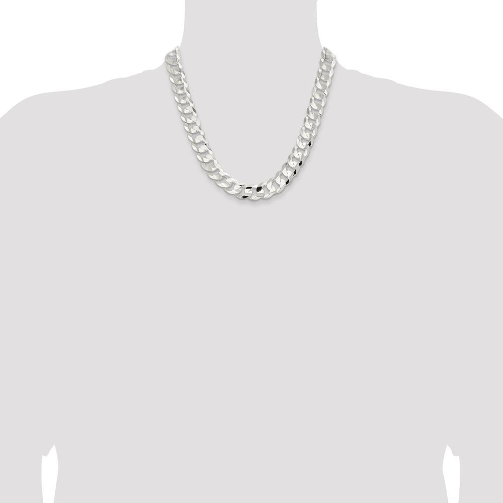 Sterling Silver 20" 14mm Concave Beveled Curb Chain Necklace - Men's Jewelry by Lumare Gioia