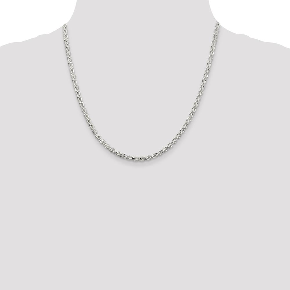 Sterling Silver 20" 3.75mm Diamond-Cut Spiga Chain Necklace by Lumare Gioia