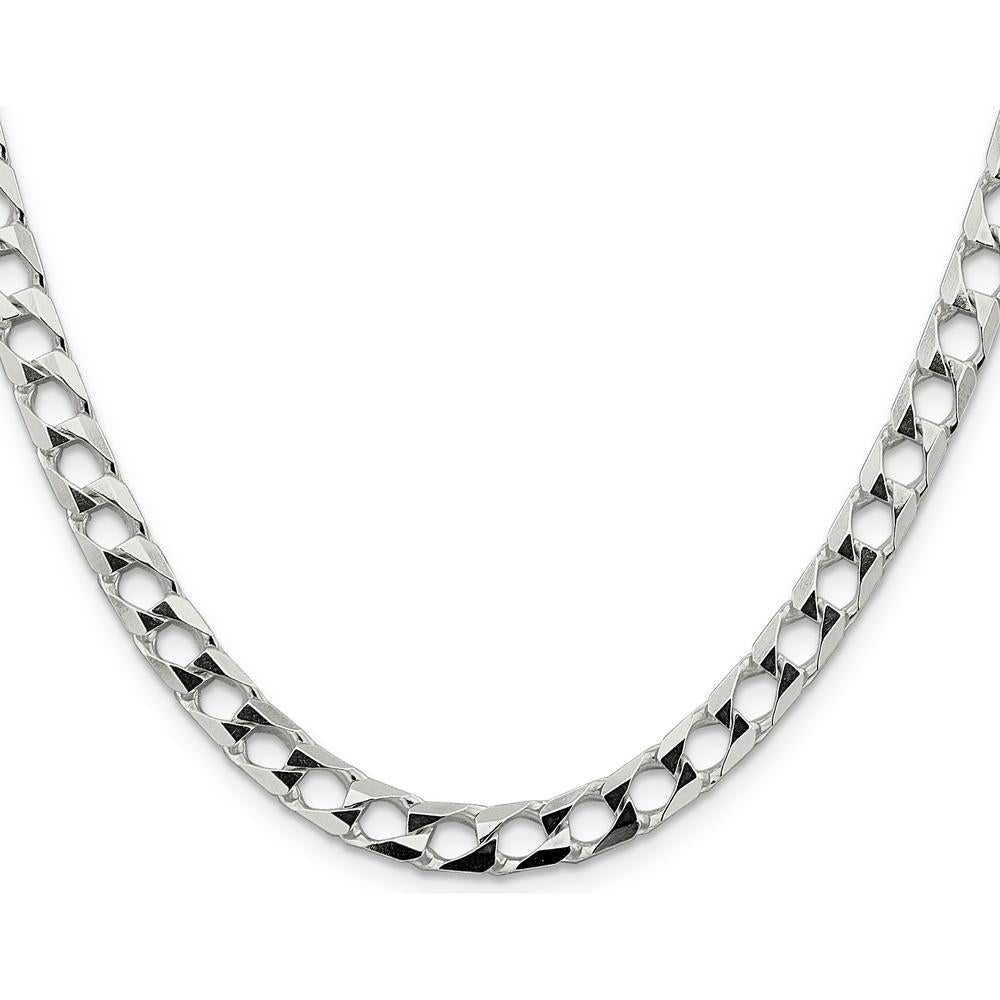 Sterling Silver 20" 6.25mm Diamond-Cut Square Curb Chain by Lumare Gioia