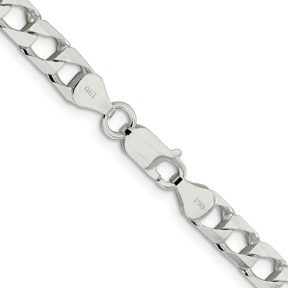Sterling Silver 20" 6.25mm Diamond-Cut Square Curb Chain by Lumare Gioia