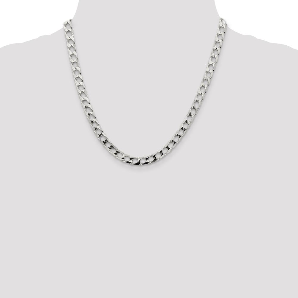 Sterling Silver 20" 6.25mm Diamond-Cut Square Curb Chain by Lumare Gioia