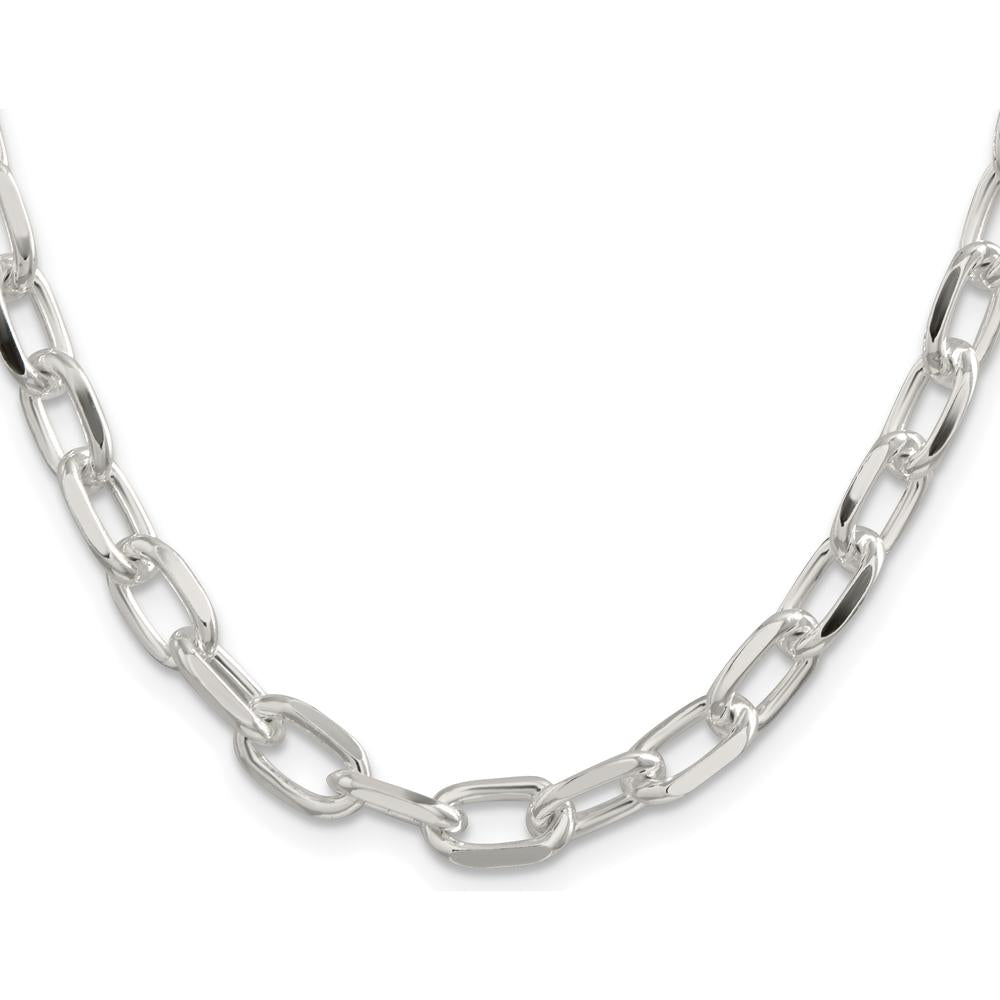 Sterling Silver 20" 7.5mm Diamond-Cut Cable Chain Necklace by Lumare Gioia