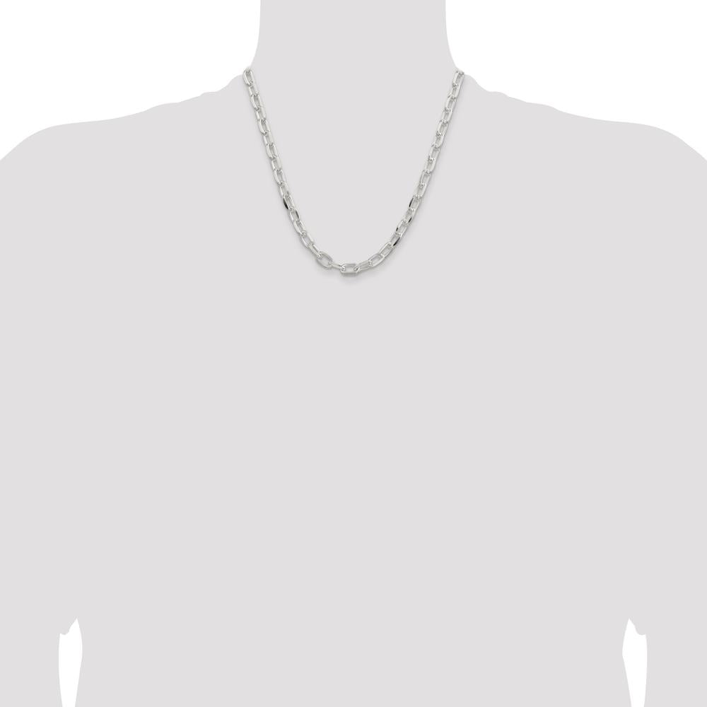 Sterling Silver 20" 7.5mm Diamond-Cut Cable Chain Necklace by Lumare Gioia