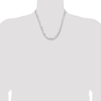 Sterling Silver 20" 7.8mm Concave Beveled Curb Chain Necklace by Lumare Gioia