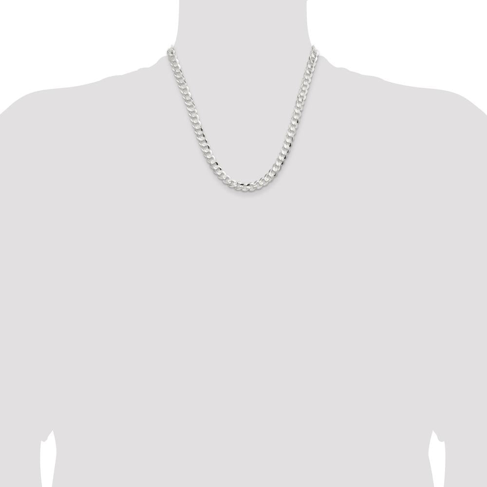Sterling Silver 20" 7.8mm Concave Beveled Curb Chain Necklace by Lumare Gioia