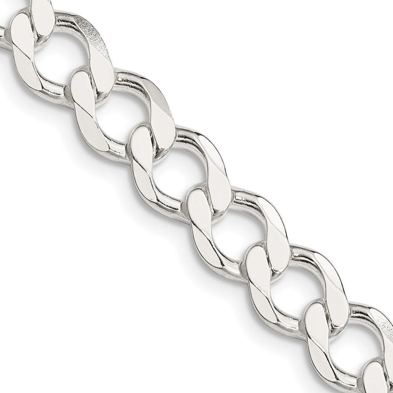 Sterling Silver 20" 8.1mm Semi-Solid Flat Curb Chain with Lobster Clasp by Lumare Gioia