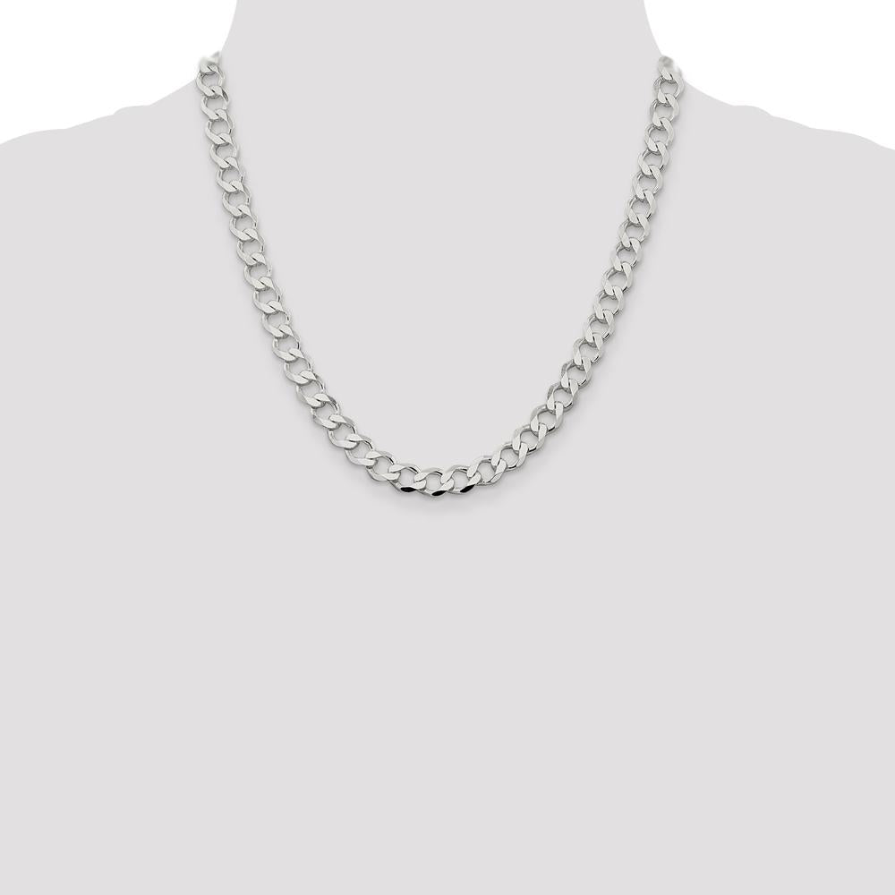 Sterling Silver 20" 8.1mm Semi-Solid Flat Curb Chain with Lobster Clasp by Lumare Gioia