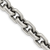 Sterling Silver 20" 8.6mm Diamond-Cut Elongated Link Cable Chain with Lobster Clasp by Lumare Gioia