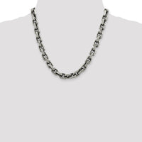 Sterling Silver 20" 8.6mm Diamond-Cut Elongated Link Cable Chain with Lobster Clasp by Lumare Gioia