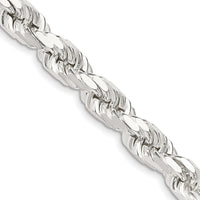 Sterling Silver 20" 8mm Diamond-Cut Rope Chain Necklace by Lumare Gioia