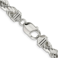 Sterling Silver 20" 8mm Diamond-Cut Rope Chain Necklace by Lumare Gioia
