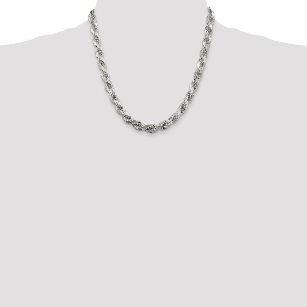 Sterling Silver 20" 8mm Diamond-Cut Rope Chain Necklace by Lumare Gioia