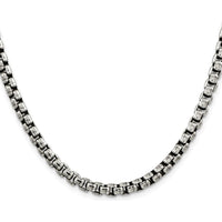 Sterling Silver 20" Antiqued 5.2mm Round Box Chain Necklace by Lumare Gioia