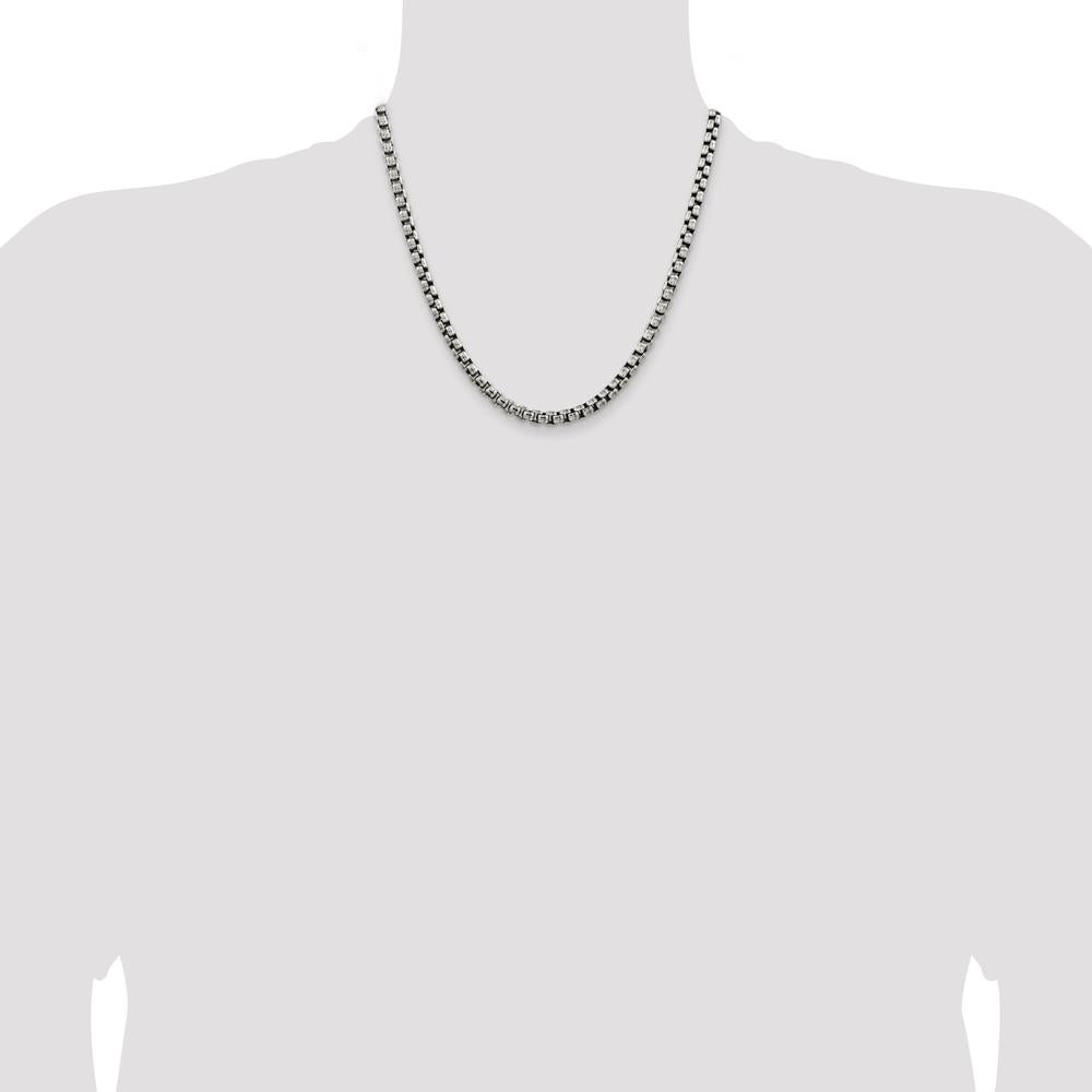 Sterling Silver 20" Antiqued 5.2mm Round Box Chain Necklace by Lumare Gioia