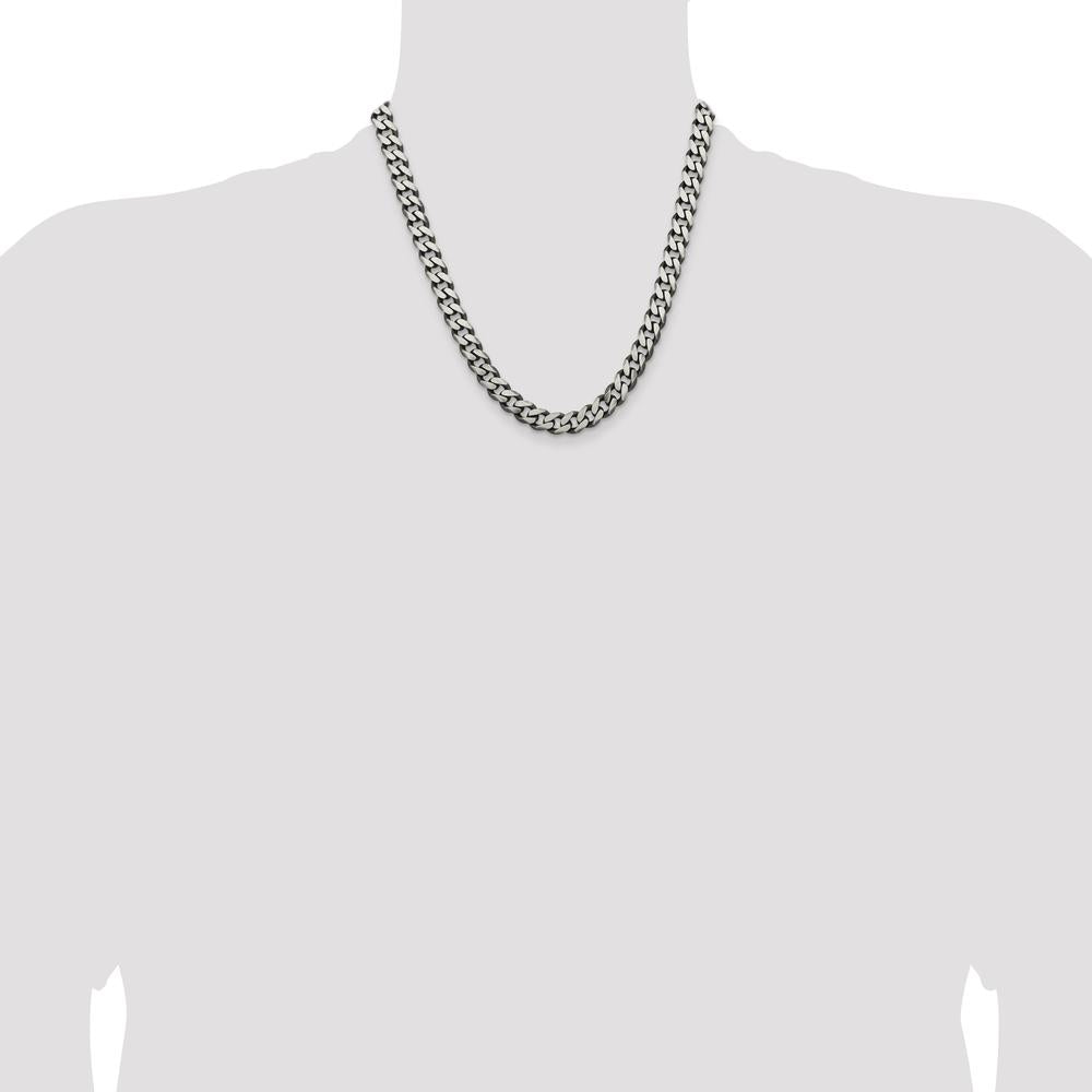Sterling Silver 20" Antiqued Curb Chain Necklace - 9.3mm Width by Lumare Gioia