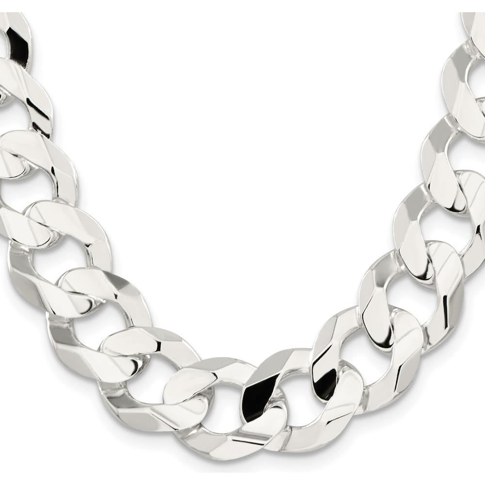 Sterling Silver 20" Beveled Curb Chain with Polished Finish and Anti-Tarnish Coating by Lumare Gioia