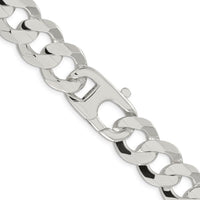 Sterling Silver 20" Beveled Curb Chain with Polished Finish and Anti-Tarnish Coating by Lumare Gioia