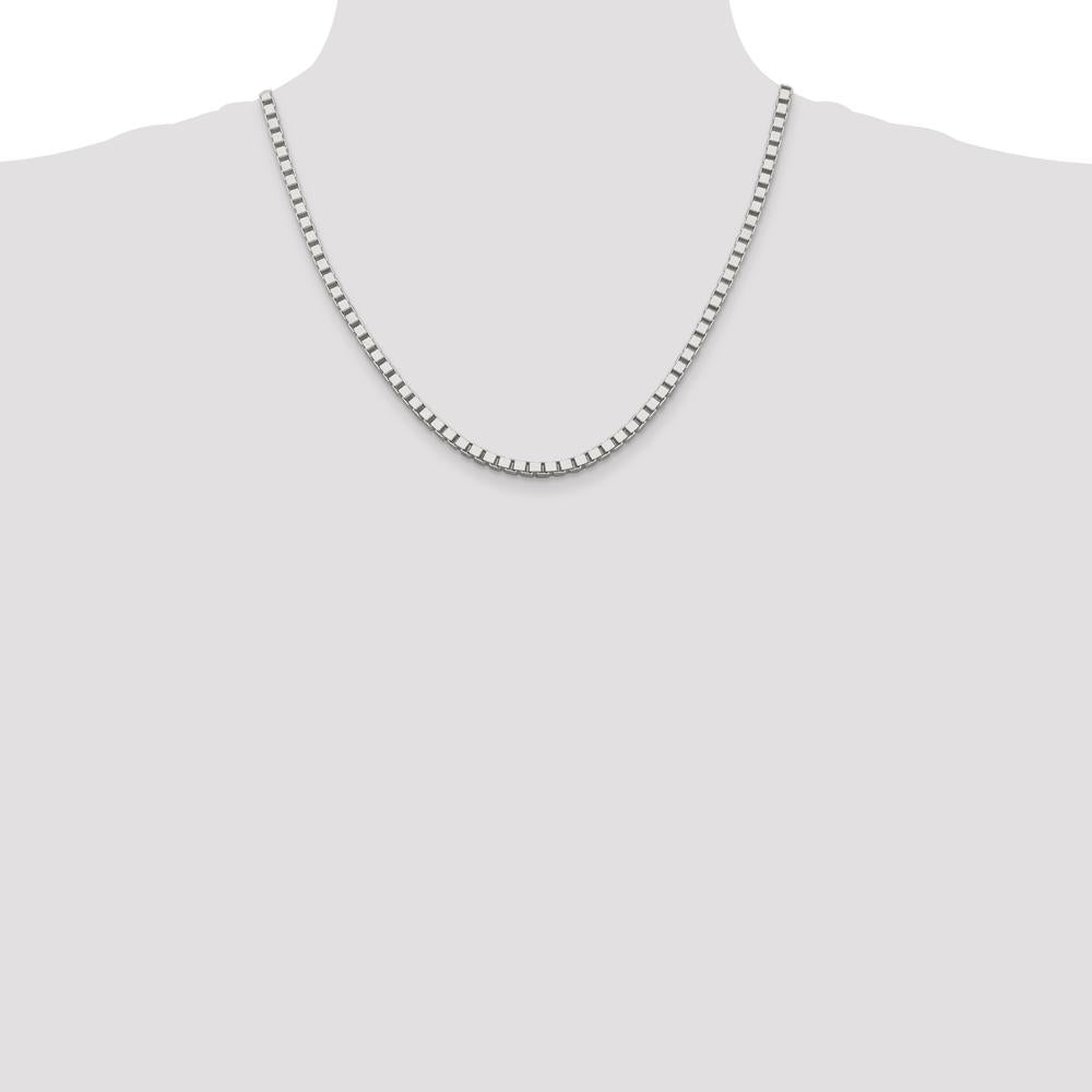 Sterling Silver 20" Box Chain with Polished Finish and Lobster Clasp by Lumare Gioia