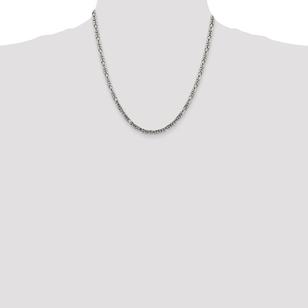 Sterling Silver 20" Byzantine Chain Necklace - 3.25mm Width by Lumare Gioia