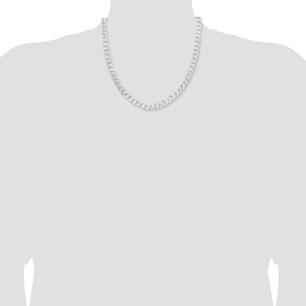 Sterling Silver 20" Curb Chain Necklace with Lobster Clasp - 7.5mm Width by Lumare Gioia