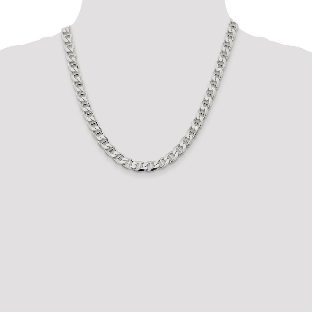 Sterling Silver 20" Diamond-Cut Flat Anchor Curb Chain - 8.25mm Width by Lumare Gioia