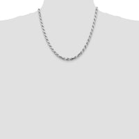 Sterling Silver 20" Diamond-Cut Rope Chain Necklace with Rhodium Plating - 5.75mm Width by Lumare Gioia