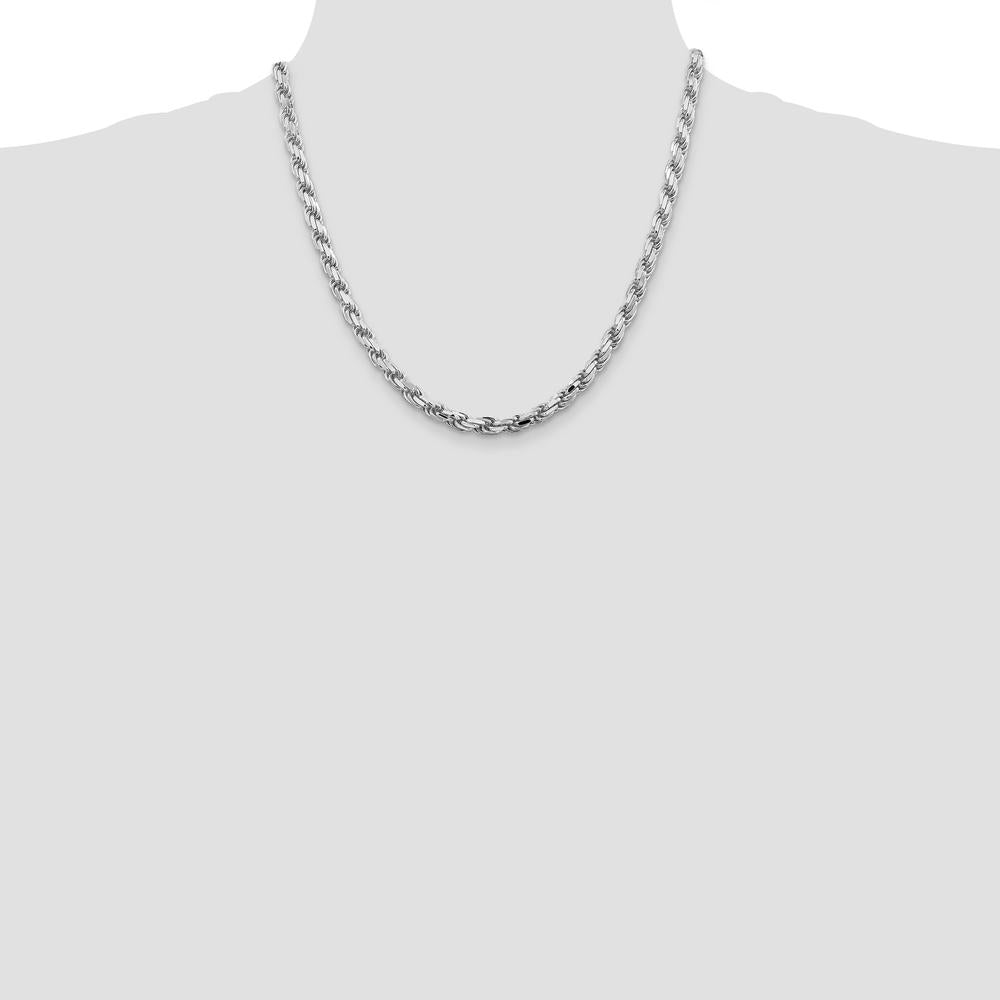 Sterling Silver 20" Diamond-Cut Rope Chain Necklace with Rhodium Plating - 5.75mm Width by Lumare Gioia