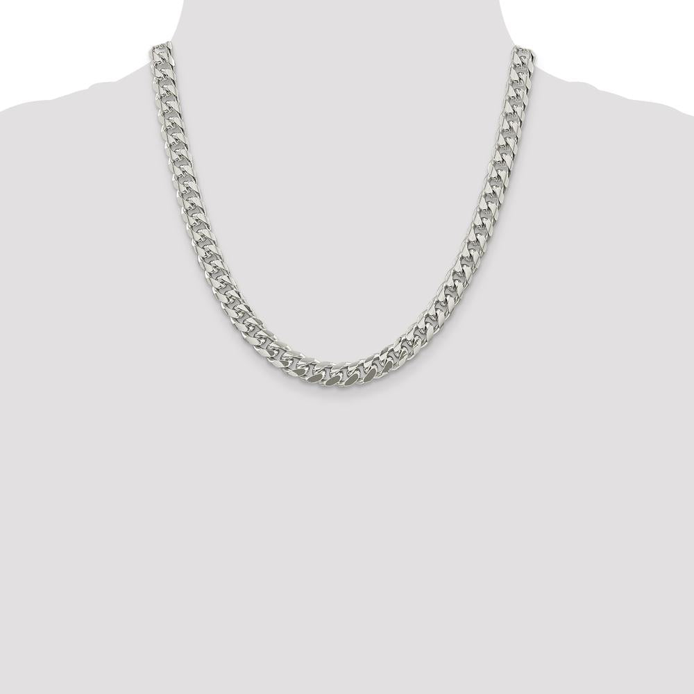 Sterling Silver 20" Domed Curb Chain Necklace with Diamond-Cut Detailing - 8.5mm Width by Lumare Gioia