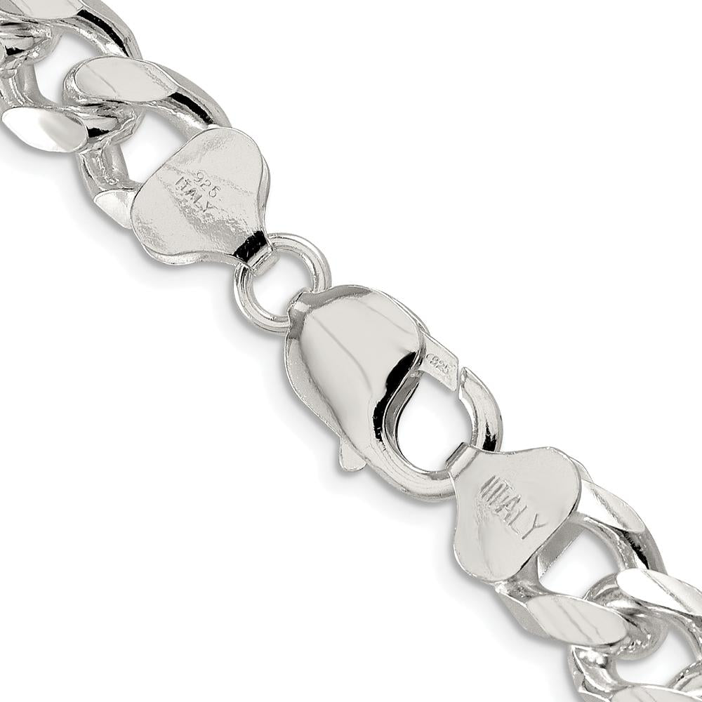 Sterling Silver 20" Domed Curb Chain with Rhodium-Plating and Diamond-Cut Texture by Lumare Gioia