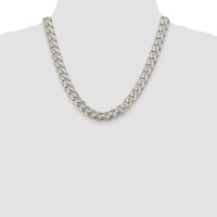 Sterling Silver 20" Domed Curb Chain with Rhodium-Plating and Diamond-Cut Texture by Lumare Gioia