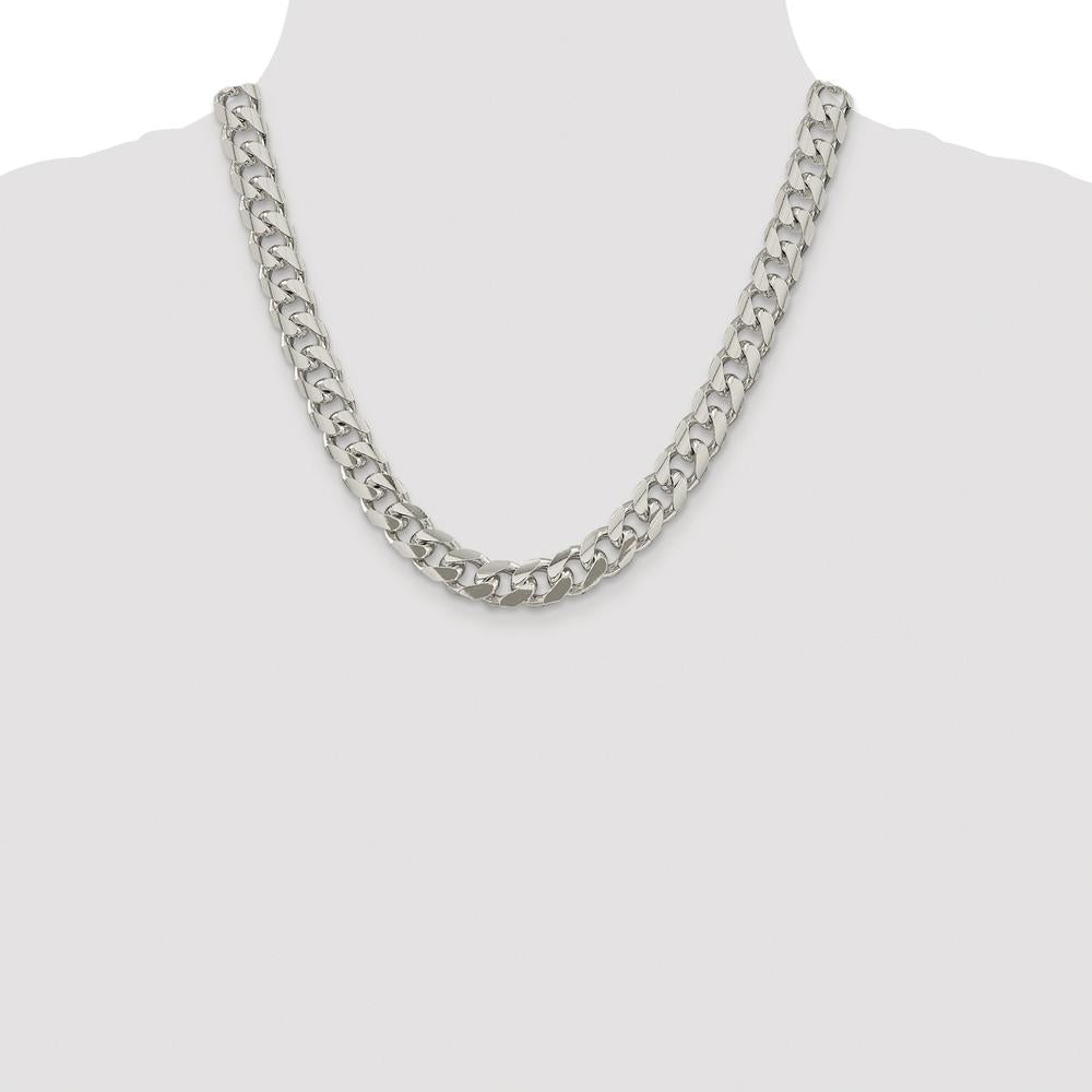 Sterling Silver 20" Domed Curb Chain with Rhodium-Plating and Diamond-Cut Texture by Lumare Gioia