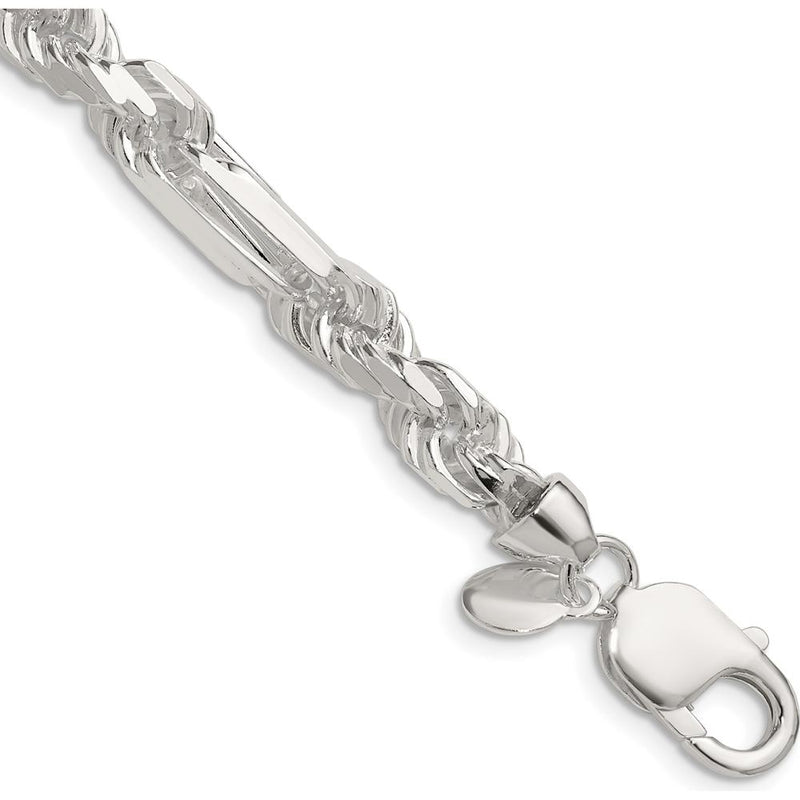 Sterling Silver 20" Figaro Chain with Diamond-Cut Links - 7mm Width by Lumare Gioia