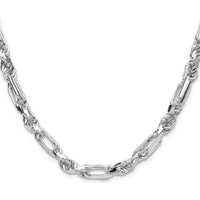 Sterling Silver 20" Figaro Chain with Diamond-Cut Links - 7mm Width by Lumare Gioia