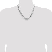 Sterling Silver 20" Figaro Chain with Diamond-Cut Texture - Polished Finish by Lumare Gioia