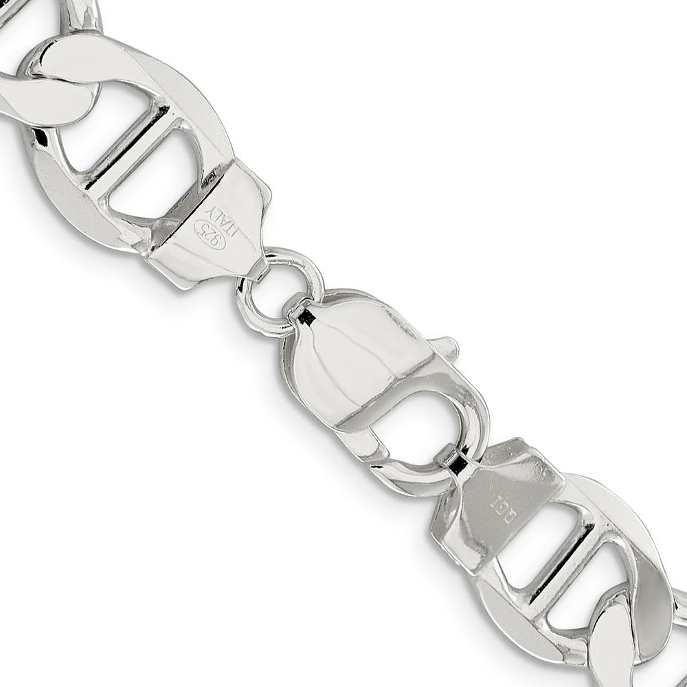 Sterling Silver 20" Flat Anchor Chain with Polished Finish - 12.3mm Width by Lumare Gioia