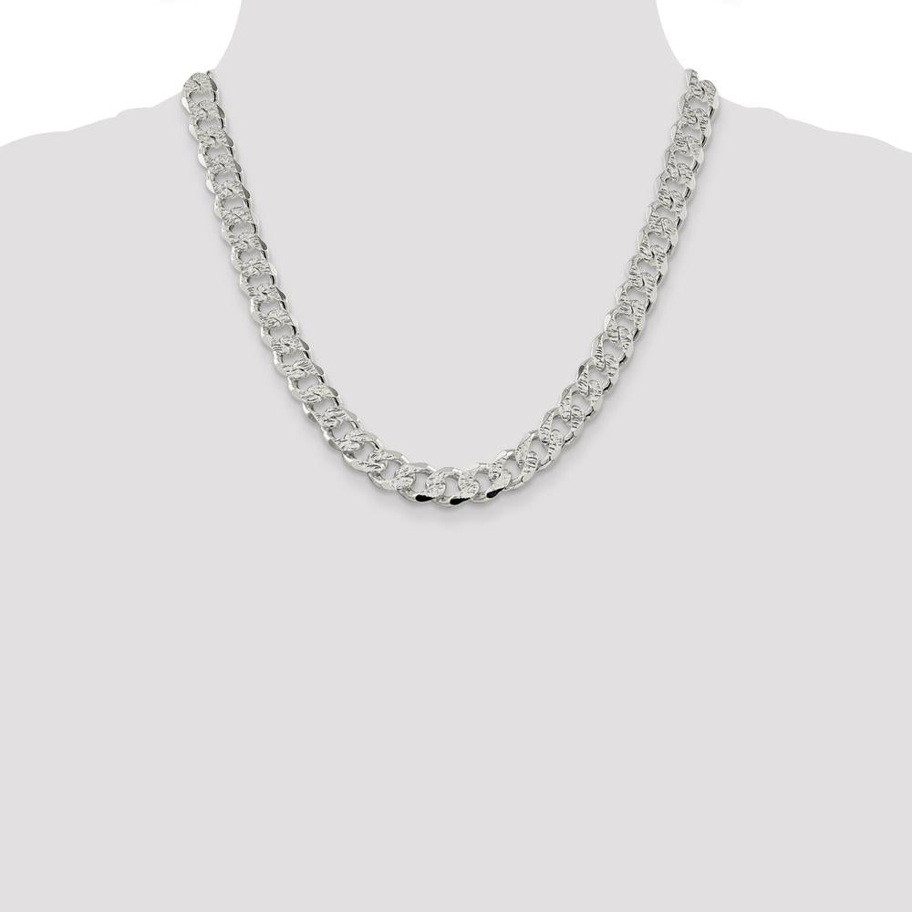 Sterling Silver 20" Pavé Curb Chain Necklace - 10.5mm Width by Lumare Gioia