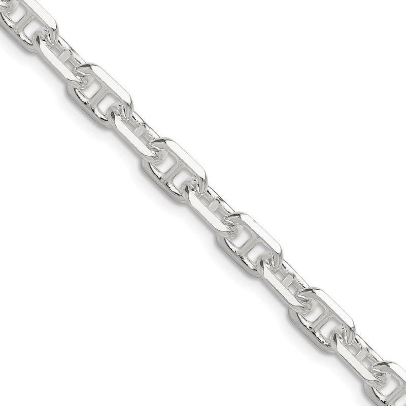 Sterling Silver 20" Polished and Diamond-Cut Mariner Link Chain with Lobster Clasp by Lumare Gioia